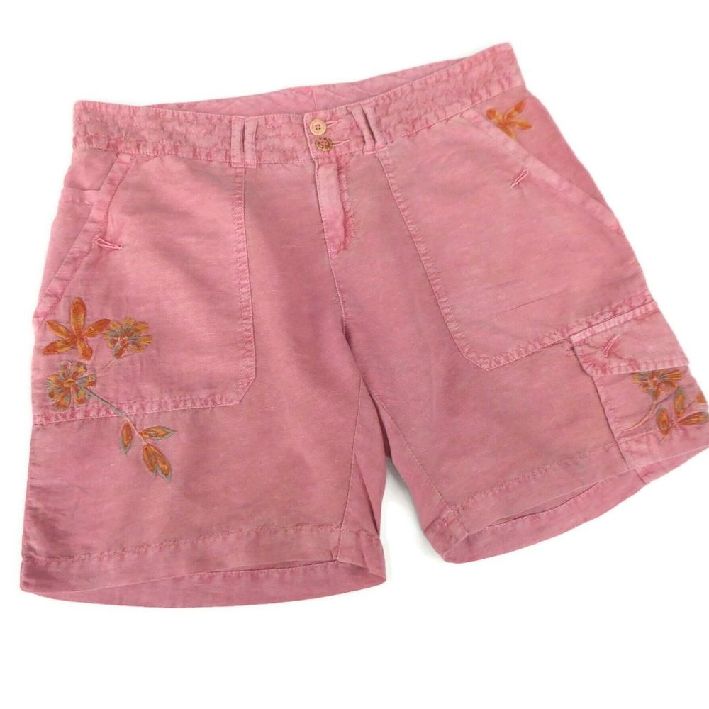 Sundance Shorts Linen Cotton Embroidery Mauve Pink Cargo India 4